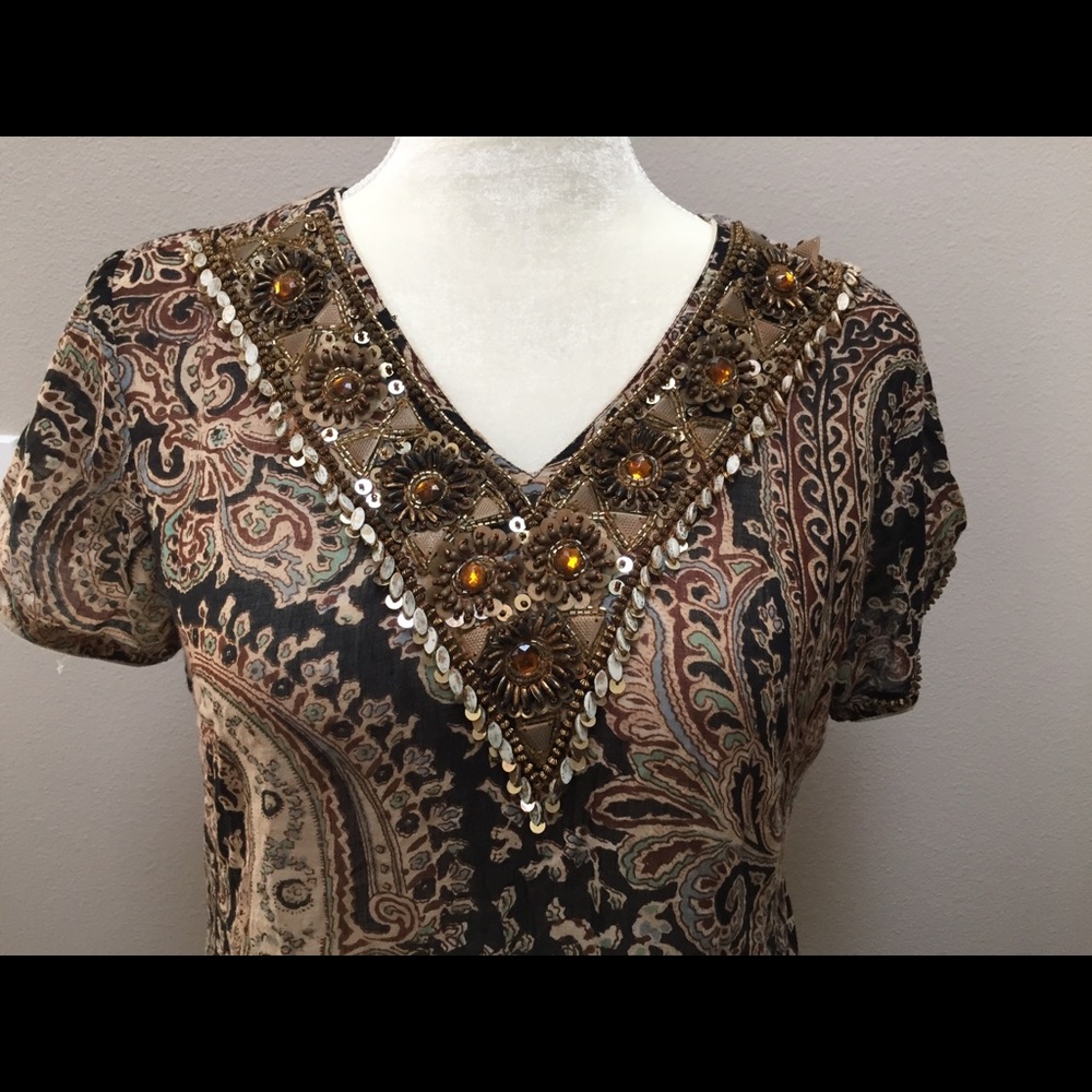 Top Tunic Kurti Indian Paisley Print Embellished